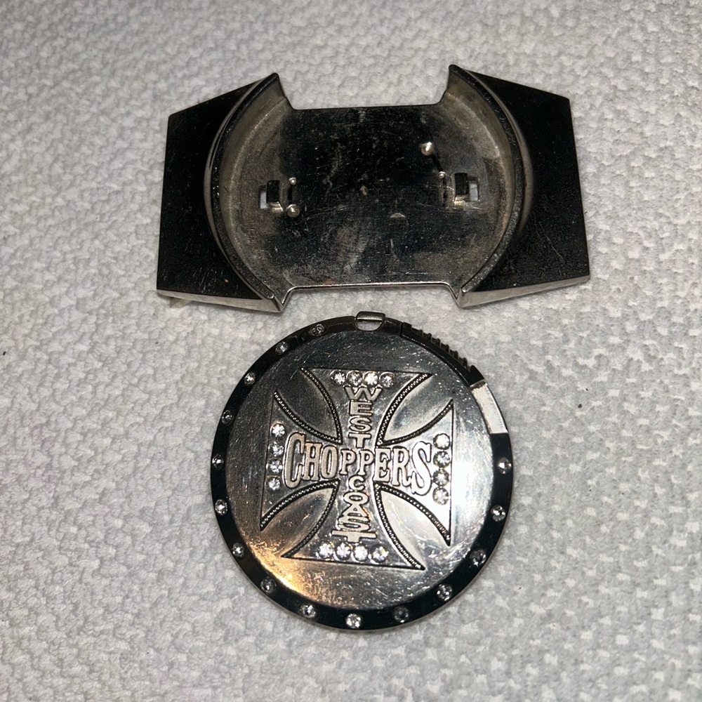 VINTAGE West Coast Choppers Belt Buckle and Lighter RARE!!